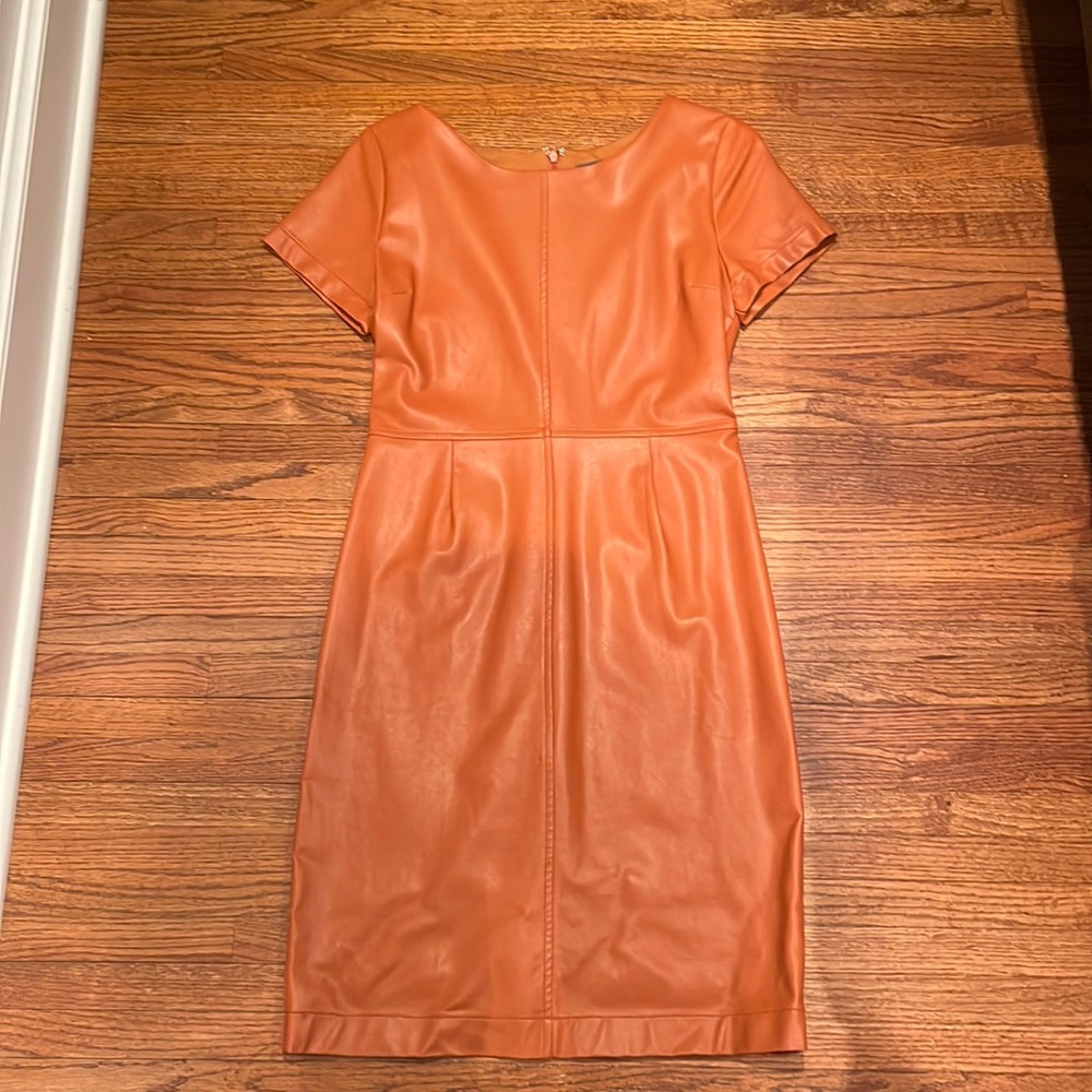 Pleather look dress with cotton upper back